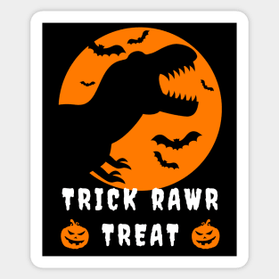 Trick Rawr Treat Halloween, Skeleton T-Rex, Bats and Pumpkins Sticker